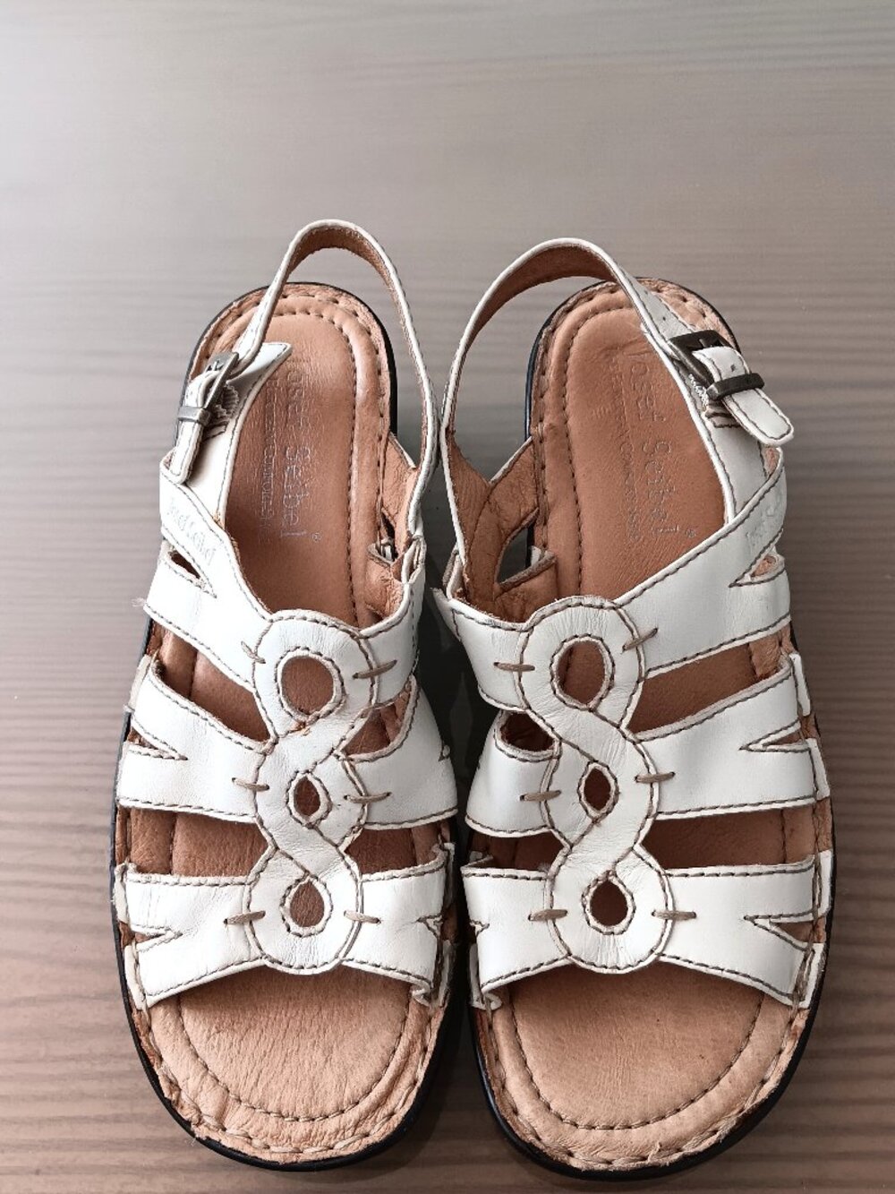 Josef Seibel white leather sandals